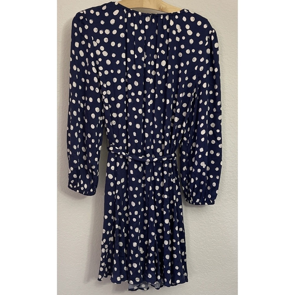 Velvet by Graham & Spencer Navy Polka‎ Dot Viscose Mini Dress Blue White Medium - Picture 6 of 6